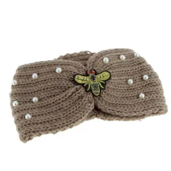 La Boutique du Coiffeur Bandeau de laine avec abeille marron Discount