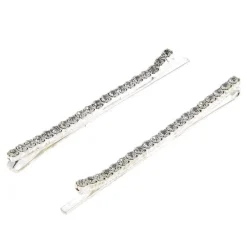 La Boutique du Coiffeur Barrettes argentées à strass 1 rangée Best