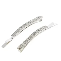 La Boutique du Coiffeur Barrettes argentées à strass 2 rangées Outlet