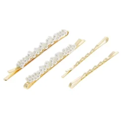 La Boutique du Coiffeur Barrettes dorées perles et torsades x 4 New