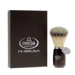 Omega Blaireau de rasage synthétique "Hi Brush" manche bois noir New