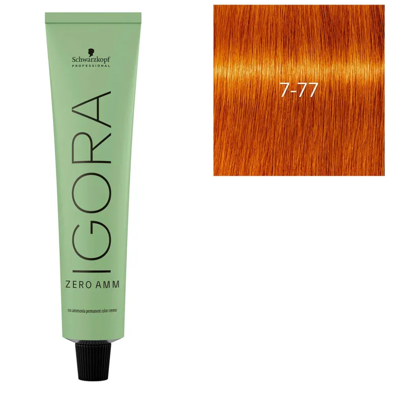 Schwarzkopf Professional Coloration Igora Zero Amm 7-77 blond cuivré extra