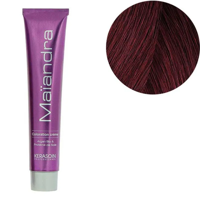Kerasoin Professionnel Coloration permanente Maïandra 5.66 châtain clair rouge intense New