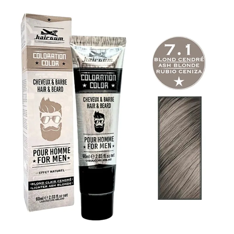 Hairgum Coloration pour homme cheveux & barbe 7.1 blond clair cendré Clearance