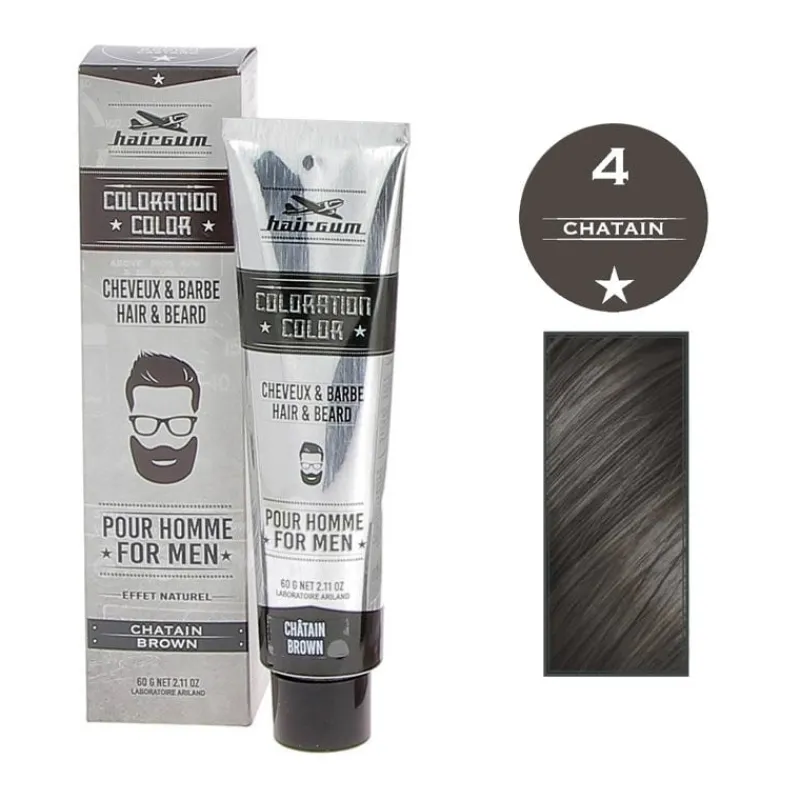 Hairgum Coloration pour homme cheveux & barbe 4 châtain Best