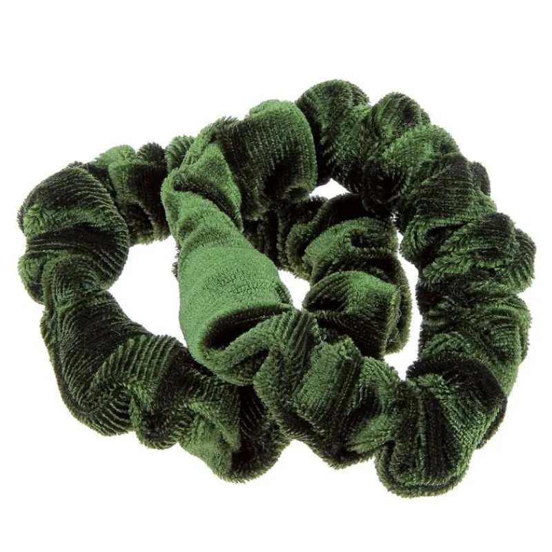 La Boutique du Coiffeur Duo chouchous velours côtelé vert kaki Outlet