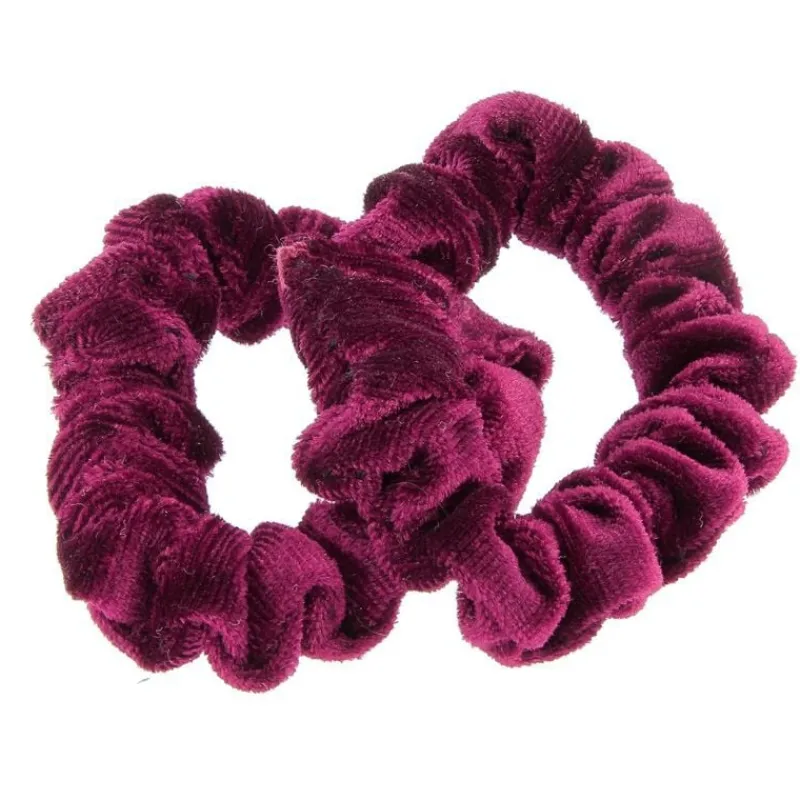 La Boutique du Coiffeur Duo chouchous velours côtelé rouge bordeau New