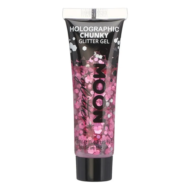 Moon Creations Gel holographique à grosses paillettes Moon Glitter rose Hot