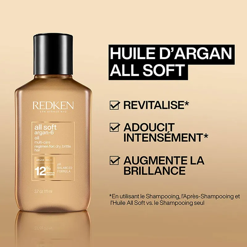 Redken Huile d'argan pour cheveux secs et sensibilisés All Soft New