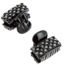 La Boutique du Coiffeur Mini pince croco strass X 2 Strass blancs et perles noires Sale