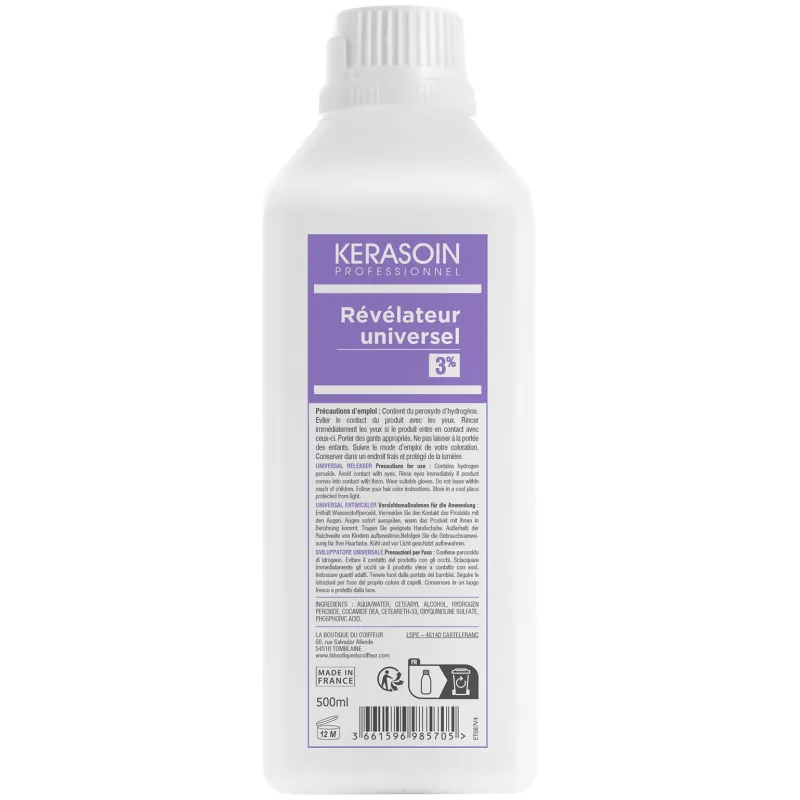 Kerasoin Professionnel Révélateur universel 3% 500ml Clearance