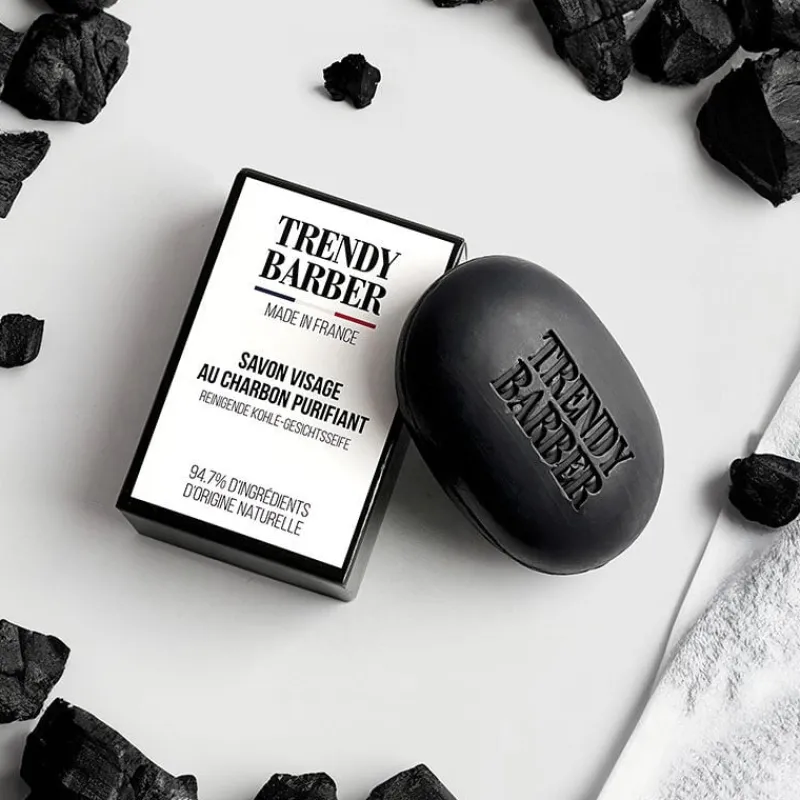 Trendy Barber Savon visage au charbon purifiant