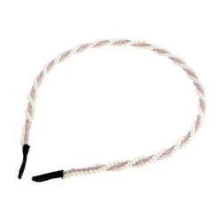 La Boutique du Coiffeur Serre-tête perles et cordon pailleté rose Hot