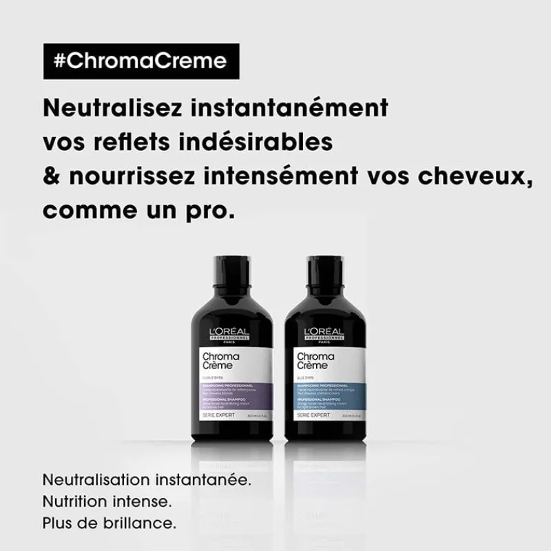 L’Oréal Professionnel Paris Shampooing neutralisant pour cheveux bruns Chroma Crème bleu New